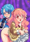  2_girls aida_orine akb0048 blue_hair dildo palcomix palcomix pink_hair sono_chieri undressing yuri 