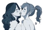 2_girls big_breasts blush dorothea_(fire_emblem) dorothea_arnault earrings female_only fire_emblem fire_emblem:_genealogy_of_the_holy_war fire_emblem:_three_houses french_kiss kissing lene_(fire_emblem) long_hair looking_at_viewer medium_hair monochrome nintendo nude nude_female ponytail revolverwingstudios sweat symmetrical_docking yuri