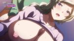  1boy 1girl big_breasts blonde_hair blue_eyes blush bouncing_breasts braided_ponytail breasts doggy_position gif komiya_yuriya light_brown_hair long_ponytail male muttsuri_do_sukebe_tsuyu_gibo_shimai_no_honshitsu_minuite_sex_sanmai nipples sweat vaginal_penetration white_hair 