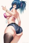 1girl ass ass_grab big_ass big_breasts breasts byondrage happy_female looking_back nipples original original_character seducing smile teal_hair