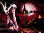  ayane_(doa) big_ben_(location) dead_or_alive elizabeth_tower_(location) katana moon obituaryangel_(artist) scarf tattoo 