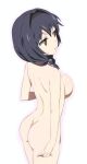  1girl ass back big_breasts blue_hair braid breasts brown_eyes caryo clavicle furutani_himawari hair_ornament hairband high_resolution nanashino nude short_hair sweatdrop third-party_edit tied_hair twin_braids upscaled waifu2x yuru_yuri 