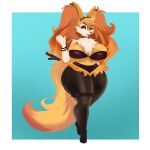  1girl big_ass big_breasts bikini black_legs braixen cute fluffy_ears fluffy_tail fox foxberry orange_skin seductive white_face 