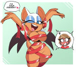 2girls 4kids_entertainment bat breasts christmas duo english_text female holidays human interspecies naked_ribbon nelljoestar nude nude_female rouge_the_bat sega sonic_(series) sonic_adventure_2 sonic_the_hedgehog_(series) sonic_x speech_bubble tail talking talking_to_viewer text tms_entertainment topaz yuri