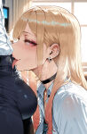 1boy1girl ai_generated blonde_hair bulge curvy curvy_female curvy_figure kitagawa_marin long_hair multicolored_hair school_uniform sono_bisque_doll_wa_koi_wo_suru