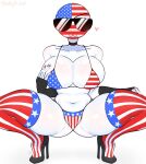  american_flag_bikini bikini countryhumans countryhumans_girl flag_bikini flag_print_bikini fourth_of_july high_heels kak0yt0_chel leggings open_legs pussy_towards_viewer sunglasses united_states_of_america_(countryhumans) 