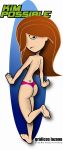 disney graficos_lozano green_eyes kim_possible kimberly_ann_possible long_hair looking_back lozano_(artist) orange_hair panties pink_panties topless