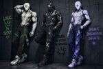 3boys 3males against_wall ai_generated anthrofied anthropomorphization faceless_character faceless_male grok grok_(x) grok_(xai) leaning muscular muscular_male robot robot_humanoid topless topless_male