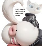 1girls ai_generated anus ass ass_focus beauty_mark big_ass big_eyes blue_eyes bubble_butt butt clothing curvy cute dat_ass donut_anus dreamworks dulcinea ears_up feline fluffy_tail leather_jacket looking_at_viewer mammal massive_ass netflix pants pants_down posing posing_for_the_viewer pussy realistic round_ass showing_ass shrek_(series) sitting smooth_fur talking_to_viewer text the_adventures_of_puss_in_boots thick_ass
