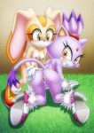 2girls anthro anus ass bbmbbf blaze_the_cat blush breasts cat cream_the_rabbit female female/female female_only gloves high_heels looking_at_viewer mobian_(species) mobius_unleashed nipples nude palcomix pussy rabbit sega shoes shoes_on sonic_(series) sonic_rush sonic_the_hedgehog_(series) teeth yuri