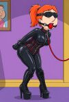  ass ball_gag blindfold bondage boots family_guy latex_bodysuit lois_griffin thighs 