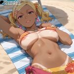  ai_generated bare_thighs beach big_breasts big_breasts bikini blonde_hair brown_eyes dandadan grin gyaru huge_breasts huge_thighs kei_(dandadan) looking_at_viewer sex solo_female squatting sweatdrop tan-skinned_female tan_body tan_line tanned_female tanned_skin thick_body thick_female thick_thighs thighs twin_tails voluptuous voluptuous_female 