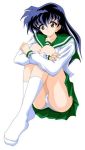 1girl ass black_hair higurashi_kagome inuyasha kagome_higurashi panties pantyshot school_uniform serafuku skirt smile underwear upskirt