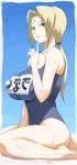 1girl ass blonde_hair breasts bubble_butt clothed clothing female female_only hair huge_breasts lipstick naruto naruto_shippuden nipples nora_higuma one-piece_swimsuit ponytail swimsuit tsunade