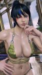 1girl alluring athletic_female big_breasts bikini black_and_blue_and_yellow_hair envy15re2lm female_abs fit_female gold_bikini kitsune_marks kunimitsu_ii lavender_eyes namco ponytail tekken tekken_8