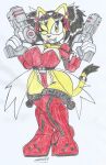 1girl big_breasts big_hips cat female female/solo guns high_tech honey_the_cat laser_gun marlon64 mobian_cat sci-fi sci_fi science-fiction science_fiction sega sling_bikini solo sonic_the_fighters sonic_the_hedgehog_(series) space_pirate white_background