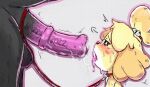 1girl animal_crossing animal_genitalia animal_penis anthro balls bestiality blowjob blush canid canine canis cum dangerartec domestic_dog duo eledensfw equid equine equine_penis erection fellatio feral genitals gif group horse isabelle_(animal_crossing) jizoku leash leashed_to_genitals male male/female mammal nintendo oral penile penis sex tongue zoophillia