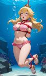 1girl ai_art ai_generated artist_request asphyxiation bikini bondage drowning female flip_flops mario_(series) nintendo princess_peach shibari solo super_mario_bros. tagme underwater