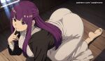 ai_generated bare_thighs barefoot big_ass bouncing_ass bouncing_breasts doggy_position erect_nipples fat_ass fern_(sousou_no_frieren) gif gigantic_ass gigantic_breasts huge_breasts huge_thighs light-skinned_female light_skin long_hair looking_at_viewer massive_ass massive_breasts purple_eyes purple_hair solo_female sousou_no_frieren squatting sweat sweatdrop thick_body thick_female thick_thighs thighs voluptuous voluptuous_female