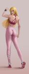  1girl ass ass bandai_namco bare_shoulders blonde_hair blue_eyes booty bracelet crop_top dat_ass emilie_de_rochefort fighting_game from_behind jewelry lili lili_(tekken) lili_rochefort lips long_hair muscular muscular_female namco namco_bandai nudavart pants shoes sleeveless standing standing_up tekken twitter video_game_character video_game_franchise video_games yoga_pants 