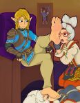 1boy 1boy3girls 3_girls licking link male_feet the_legend_of_zelda the_legend_of_zelda