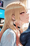 1boy1girl ai_generated blonde_hair bulge curvy curvy_female curvy_figure kitagawa_marin long_hair multicolored_hair school_uniform sono_bisque_doll_wa_koi_wo_suru