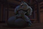 1boy ai_generated bondage eric_(wolf2012) hyper_balls male sheath wolf