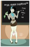  2010 big_breasts black_hair blouse blush breasts callmepo disney earring embarrassing food green_skin hair hairband kim_possible long_hair math miniskirt miss_go panties panties_around_leg panties_down pink_panties pinupsushi shego surprise teacher wardrobe_malfunction 