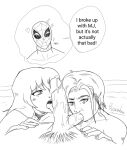 2_girls 2girls1boy bathhouse black_widow_(marvel) cock_worship collar cum dialogue dog_collar jean_grey marvel marvel_cinematic_universe marvel_comics mmf_threesome monochrome penis peter_parker phoenix_(x-men) pubic_hair riccardus97 spider-man spider-man:_brand_new_day spider-man_(series) sucking sucking_balls sucking_penis sucking_testicles threesome water yelena_belova