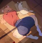  2026 2d_(artwork) absurd_res back_view bare_thighs barefoot big_ass blonde_hair cat chainsaw_man demon_girl demon_horns fat_ass gigantic_ass high_res horn horns huge_thighs jamesloves_art light-skinned_female light_skin long_hair massive_ass power_(chainsaw_man) short_shorts socks solo_female thick_body thick_female thick_thighs thighs voluptuous voluptuous_female 