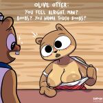 1:1 2025 anthro areola artist_name artist_signature beaver big_areola big_breasts black_eyes blush blush_lines boobs?_wanna_touch_boobs? breasts brown_body brown_fur buckteeth bucky_beaver clothing detailed dialogue digital_drawing_(artwork) digital_media_(artwork) duo english_text exposed_breasts eyelashes female furniture hat headgear headwear high_res looking_at_another male mammal meme mustelid musteline nipples olive_otter otter pose presenting presenting_breasts rodent sailor_uniform sharp_teeth shipwrecked_64 signature table talking_to_another teeth text text_box theenfman undressing uniform upper_body voluptuous voluptuous_female