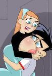 ass big_breasts black_hair blue_eyes breasts brother_and_sister danny_fenton danny_phantom head_between_breasts huge_breasts incest jasmine_fenton love nipple orange_hair smell toontinkerer