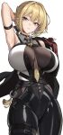  1girl big_breasts blonde_hair bubble_butt cleavage evelyn_chevalier horny inviting_to_sex kook looking_at_viewer pose purple_eyes standing teasing thick_thighs zenless_zone_zero 