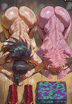2_girls 2girls ashido_mina bent_over big_breasts black_eyes black_hair boku_no_hero_academia bubble_butt cleavage doggy_position horny inviting_to_sex mina_ashido momo_yaoyorozu my_hero_academia naked_female nude nude_female pink_hair pose shaved_pussy shexyo teasing thick_thighs yaoyorozu_momo yellow_eyes