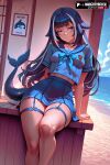 1girl 1girls 2025 ai_assisted ai_generated animal_ears anime animeprds25 artist_name beach blue_collar blue_eyes blue_skirt breasts cetacean_tail facial_mark fins fish_tail garter_straps high_quality high_res high_res high_resolution indie_virtual_youtuber long_hair looking_at_viewer multicolored_hair patreon_username pleated_skirt sailor_collar school_uniform serafuku short_sleeves shylily sitting skirt stable_diffusion streaked_hair tail thigh_strap virtual_youtuber watermark white_hair
