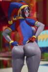  1girl big_breasts blue_eyes brown_hair bubble_butt cleavage horny inviting_to_sex looking_at_viewer naked_female nude nude nude_female oroborus pomni pomni_(tadc) pomni_(the_amazing_digital_circus) pomni_the_jester pose red_eyes shaved_pussy standing tadc teasing the_amazing_digital_circus thick_thighs 
