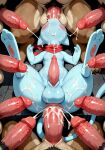  3_fingers 3_toes absurd_res ai_generated anal anal_penetration animal_genitalia anthro anthro_on_anthro anthro_penetrated anthro_penetrating anthro_penetrating_anthro ass balls big_balls big_penis biped black_body black_claws black_fur blue_body blush blush_lines bodily_fluids brown_body brown_fur bukkake claws cum cum_in_ass cum_in_mouth cum_inside cum_on_balls cum_on_belly cum_on_body cum_on_butt cum_on_chest cum_on_face cum_on_leg cum_on_neck cumshot ejaculation feet fellatio fingers fur generation_1_pokemon genital_fluids genitals group group_sex group_sex high_res huge_balls huge_penis legendary_pokemon long_tail lying male male/male male_penetrated male_penetrating male_penetrating_male mew_(pokemon) nintendo on_back on_ground oral orgy outside_sex pawpads paws penetration penile penile_penetration penile_spines penis penis_in_ass penis_in_mouth pink_pawpads pokemon pokemon_(species) red_scarf scarf sex sheath shiny_pokemon size_difference smaller_penetrated standing sweat sweaty_body tail tan_body tan_fur toe_claws toes vein veiny_penis yiff_ai_(director) 