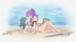  2_girls all_fours armpits ass bare_arms bare_legs bare_shoulders barefoot beach bikini black_bikini byleth_(fire_emblem) byleth_(fire_emblem)_(female) byleth_(summer)_(fire_emblem)_(female) cleavage commentary english_commentary eye_contact fire_emblem_heroes fire_emblem_warriors:_three_hopes glaring grin hair_bun high_res itsjarrrd kneel long_hair looking_at_another lying medium_breasts medium_hair multiple_girls navel nintendo ocean official_alternate_costume on_back outside pinned purple_hair shez_(fire_emblem) shez_(fire_emblem)_(female) shez_(summer)_(fire_emblem) single_hair_bun smile stomach swimsuit sword sword_of_the_creator teal_hair tiptoes variant_set weapon yuri 