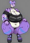 1girl big_ass big_breasts bikini blouse fishnet_clothing gothic gothic_girl horn lapras moanarchy-artz necklace platform_shoes posing purple_skin seductive seductive_smile sexy thick thick_ass thick_legs