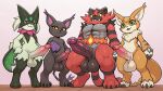  3_fingers 3_toes 4k absurd_res ai_generated anthro balls bandai_namco big_balls big_ears big_penis big_tail biped black_body black_claws black_markings blackgatomon claws cross_pupils crossover digimon digimon_(species) erection eyebrows fangs feet felid feline finger_claws fingers flower fluffy_(artist) fluffy_tail fur generation_7_pokemon generation_9_pokemon genitals green_body green_eyes group half-closed_eyes high_res huge_balls huge_penis incineroar long_tail looking_at_viewer male mammal markings meicoomon meowscarada mouth_closed narrowed_eyes neck_tuft nintendo open_mouth open_smile penile_spines penis plant pokemon pokemon_(species) presenting presenting_penis purple_body red_body red_eyes simple_background smile smiling_at_viewer snout standing tail tan_body tan_fur teeth toe_claws toes tuft vein veiny_penis whiskers yellow_body yellow_eyes yellow_fur yellow_sclera yiff_ai_(director) 
