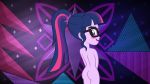 1_girl 1girl ass bespectacled blush equestria_girls female female_only friendship_is_magic glasses long_hair looking_at_viewer my_little_pony naked_glasses nude ponytail solo standing twilight_sparkle twilight_sparkle_(mlp)