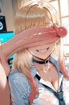 1boy1girl ai_generated blonde_hair curvy curvy_female curvy_figure kitagawa_marin long_hair multicolored_hair nude penis_awe penis_on_face school_uniform sono_bisque_doll_wa_koi_wo_suru
