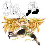 1girl bird_girl breasts looking_down monster monster_girl monster_musume_td smile waemawa_thunder_bird_girl