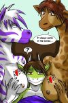 1boy 2girls anthro big_breasts breasts cuddle diamond_(kadath) equine female furry giraffe interspecies kadath lizard male puzzle_(kadath) rubbing scalie threesome zebra