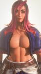  1girl 1girl 1girls 3d big_breasts black_hair blender brown_eyes capcom clothing convenient_censoring dark-skinned_female forsavide long_hair pink_highlights portrait street street_fighter street_fighter_6 two-tone_hair yasmine_(street_fighter) 