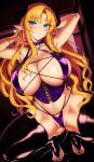  1girl big_breasts blonde_hair blue_eyes bubble_butt cleavage horny inviting_to_sex kook looking_at_viewer pose sitting spread_legs stockings stripper teasing thick_thighs 