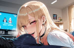  1boy1girl ai_generated blonde_hair bulge curvy curvy_female curvy_figure kitagawa_marin long_hair multicolored_hair school_uniform sono_bisque_doll_wa_koi_wo_suru 