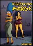 back_alley blue_hair cleavage clothed clothing crossed_arms green_dress high_heels marge_simpson milf outside outside the_simpsons vercomicsporno yellow_body yellow_skin 