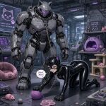 ai_generated brainwashing cat_ears collar domination/submission drooling human_on_robot humiliation latex leash on_knees pet_play petplay robot robot_humanoid submissive_female