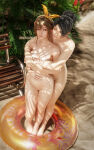 2girls 3dloveandpeace alluring big_breasts black_hair brown_eyes brown_hair completely_nude dead_or_alive dead_or_alive_6 dead_or_alive_xtreme_venus_vacation girls misaki_(doa) momiji ninja_gaiden nude silf tecmo